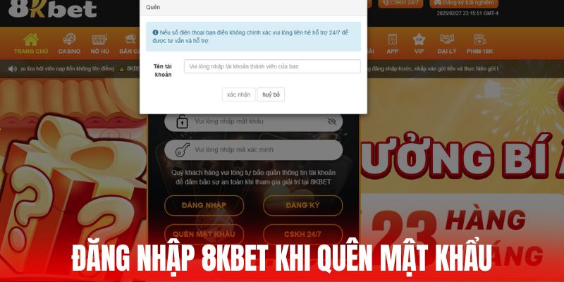 Cách đăng nhập 8KBET khi không còn mật khẩu