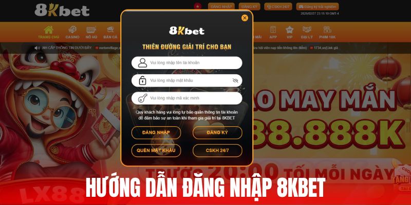 Thao tác đăng nhập nhà cái 8KBET